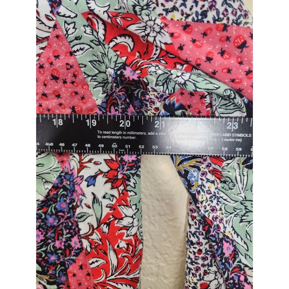 LOFT Womens Shirt Large L Red Pink Patchwork Floral Button Up Long Sleeve - Picture 5 of 7